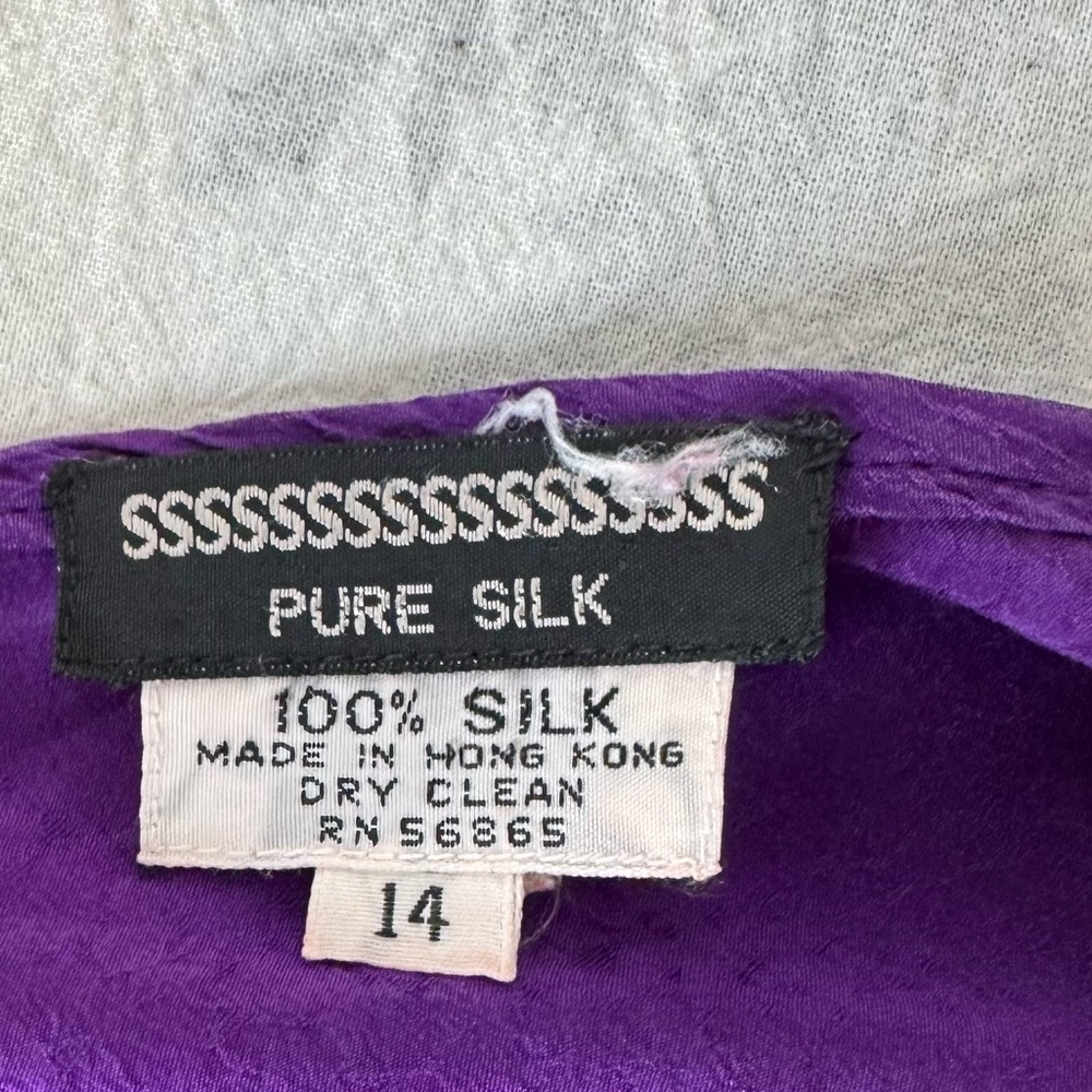 Vintage Women's Purple Silk Blouse - Picture 5 of 5